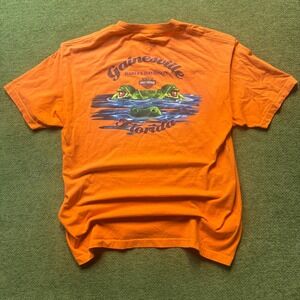 Harley-Davidson Y2K Gainesville Florida Alligator T-Shirt Orange XL Graphic